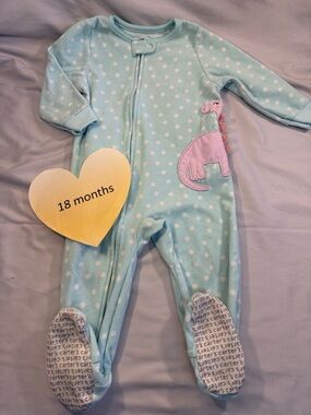 Carter's - Light Blue Polka Dot Fleece Onesie Sleeper